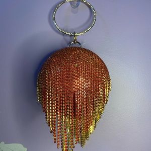 Round Ball Crystal Red and Gold mini purse